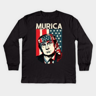 4th of July Trump Murica Merica USA Independence Day Kids Long Sleeve T-Shirt